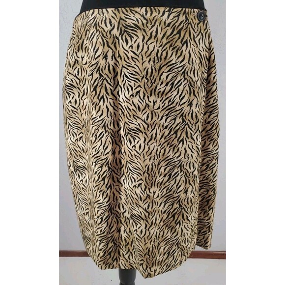 Wrap Skirt Knee Length Animal Print Cheetah Leopard Tiger | Worthington Size 14 - Picture 1 of 6